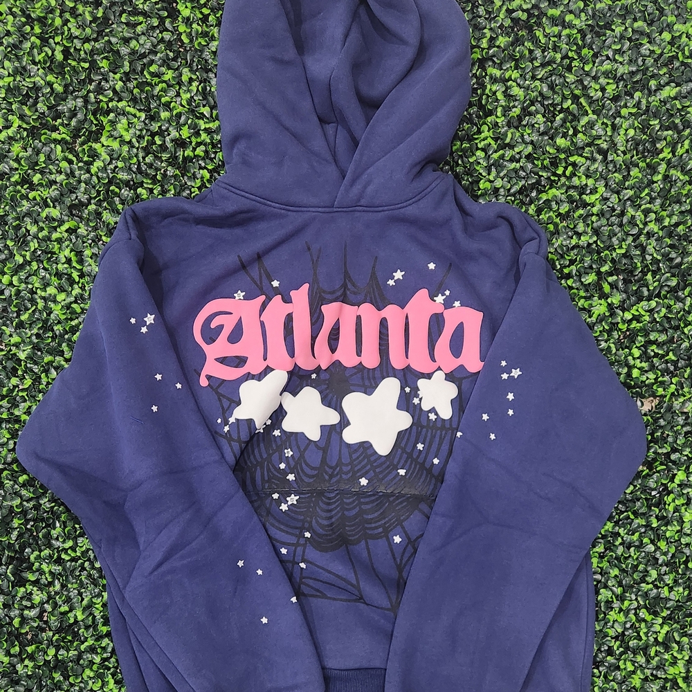 Sp5der Atlanta Navy Blue Hoodie Large Size